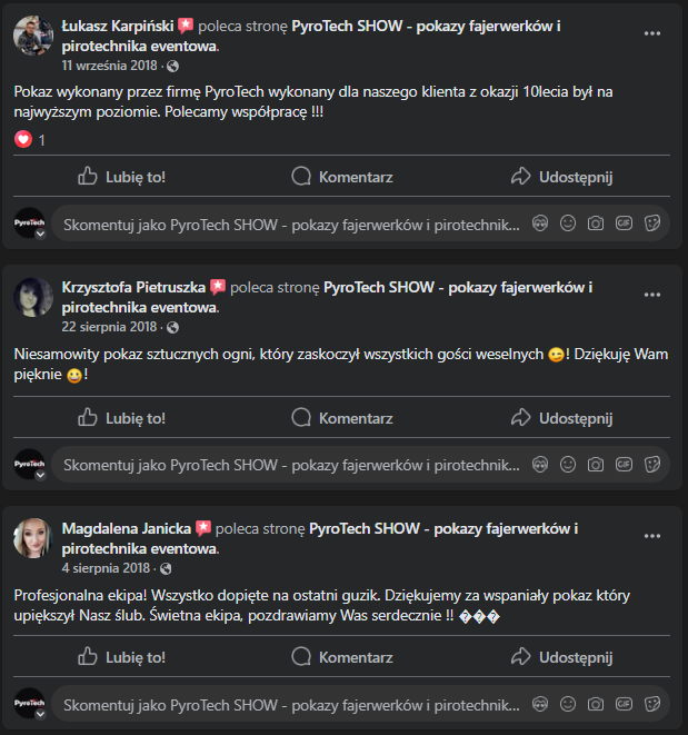 Opinie klientów firmy PyroTech