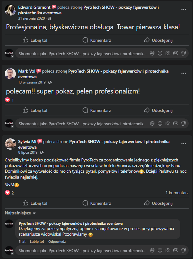 Opinie klientów firmy Pyro Tech